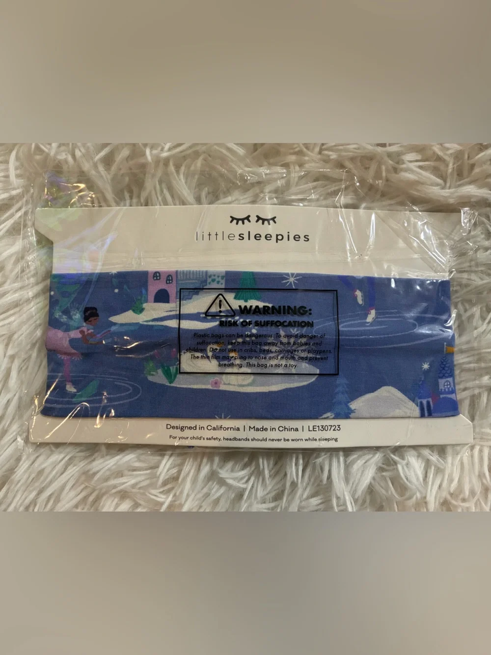 NEW Little Sleepies Ice Princess Fairytale Luxe Bow Headband Blue Newborn-3T